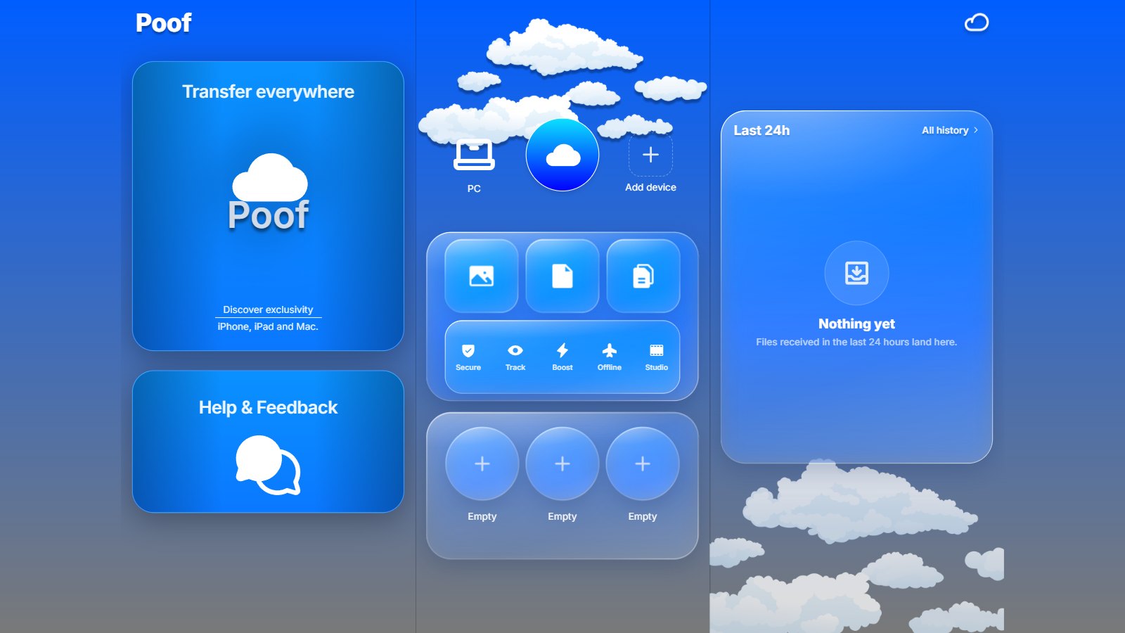 Poof on a Windows PC: send photos, files and documents to your paired devices